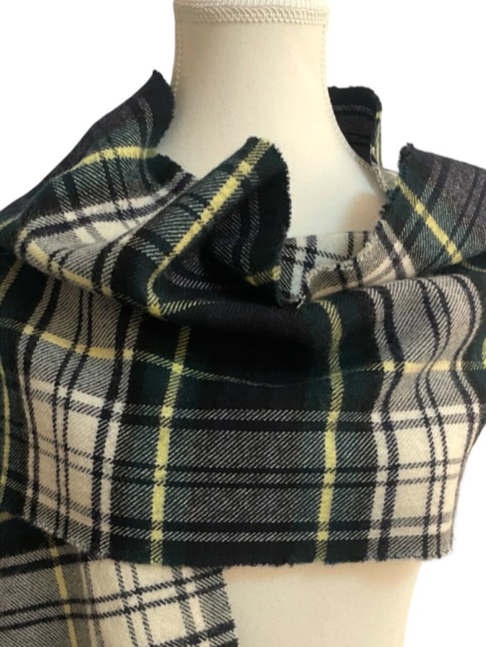 Vintage Stollery's Tartan Plaid Scarf – Navy Blue Forest Green Cream